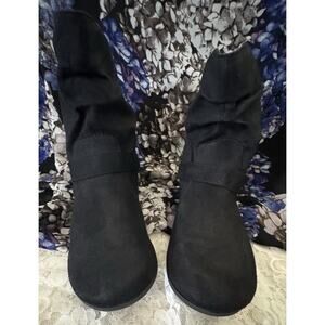 Rampage Bielson Black Slip On Booties, Ankle, Faux Suede, Buckle, 8.5